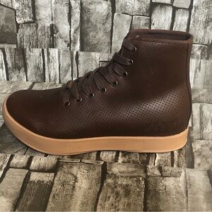 NoBull Mens 4/Wm 5.5 Brown Perforated Leather High Top Trainers Boots Sneakers